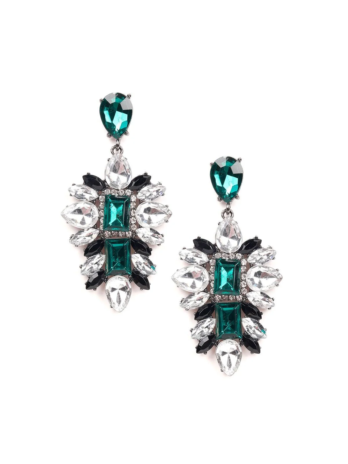 Odette Women Green Metal Earrings - Image 3