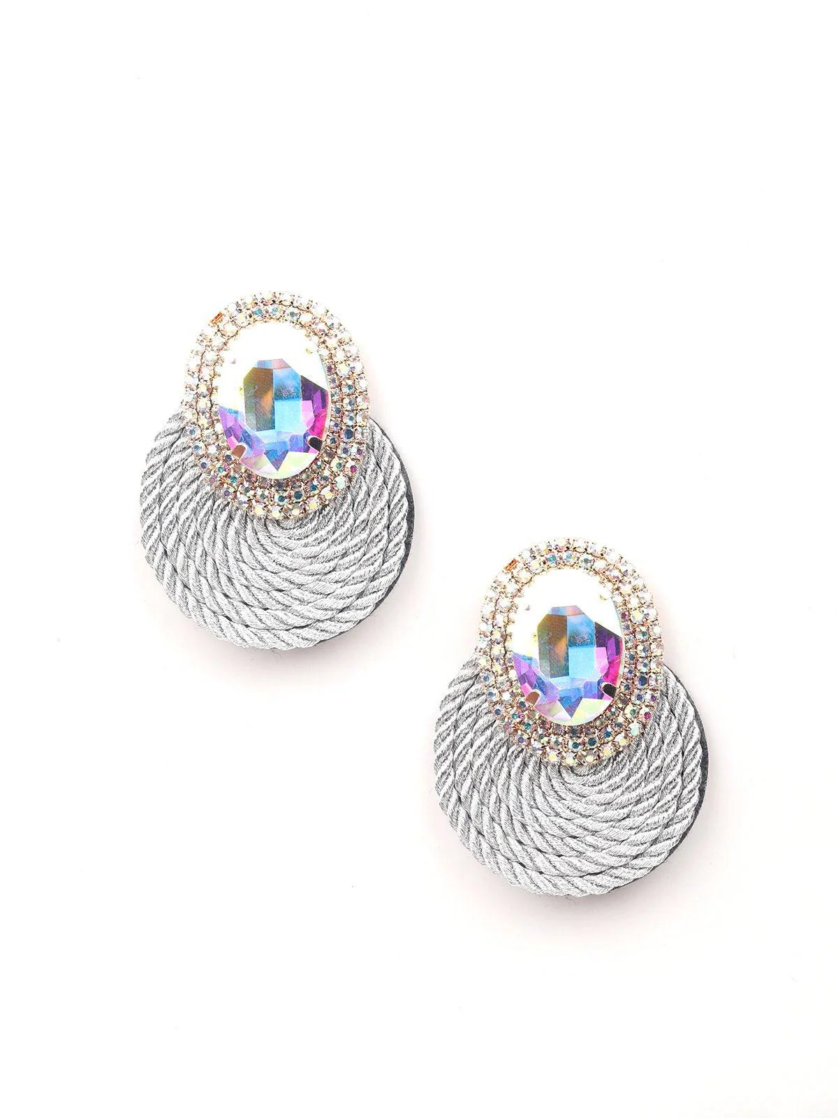 Odette Women Grey Metal Earrings - Image 3