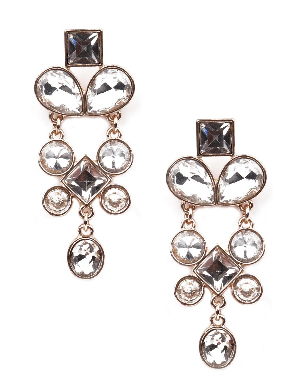 Odette Women Multicolour Crystal Metal Drop Earrings - Image 3