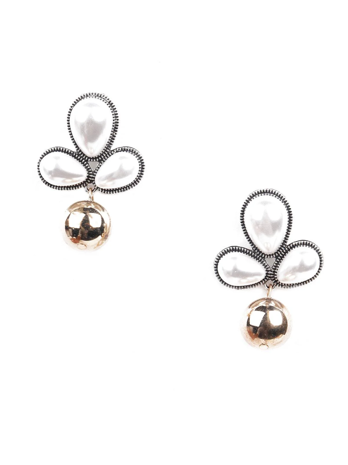 Odette Women Cute gorgeous gold and white statement earrings - Image 3