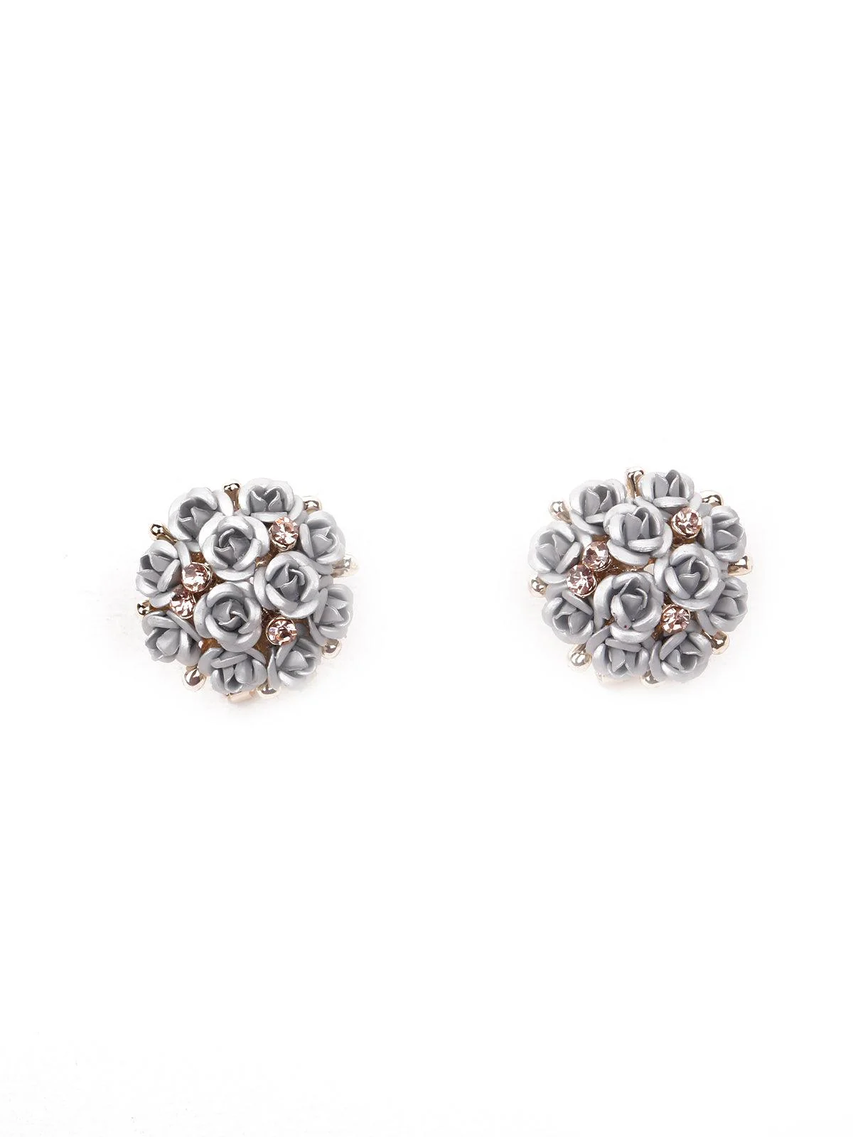 Odette Women Grey Floral Metal Necklace Set - Image 7