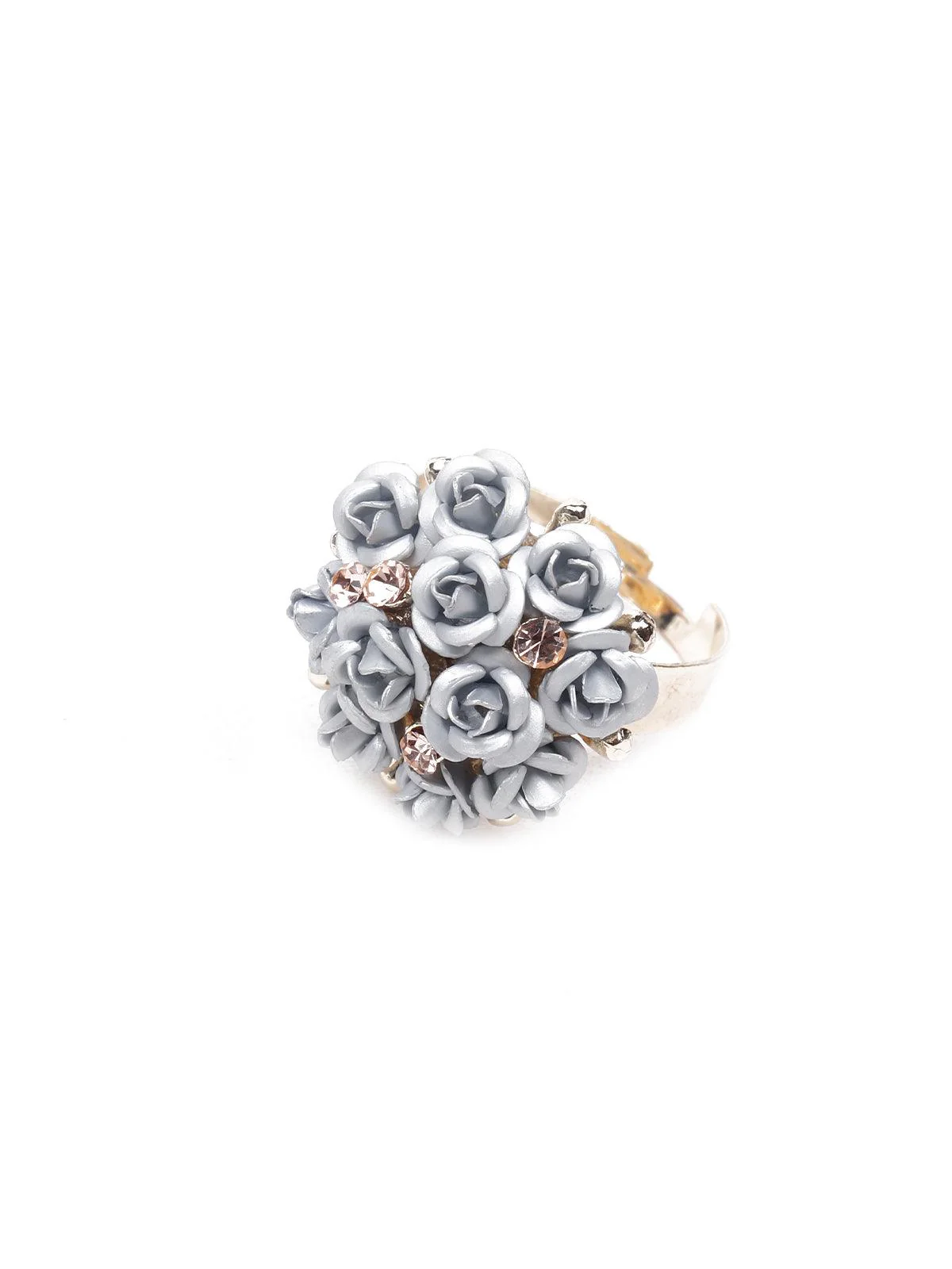 Odette Women Grey Floral Metal Necklace Set - Image 8