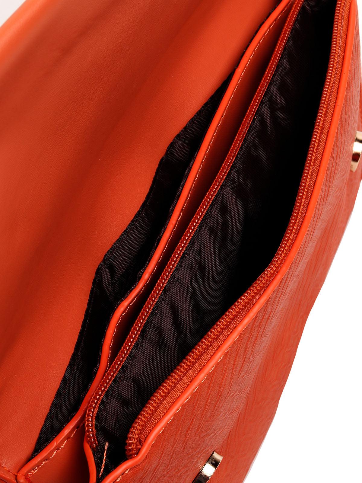 Odette Women Orange Metal Clutch - Image 6