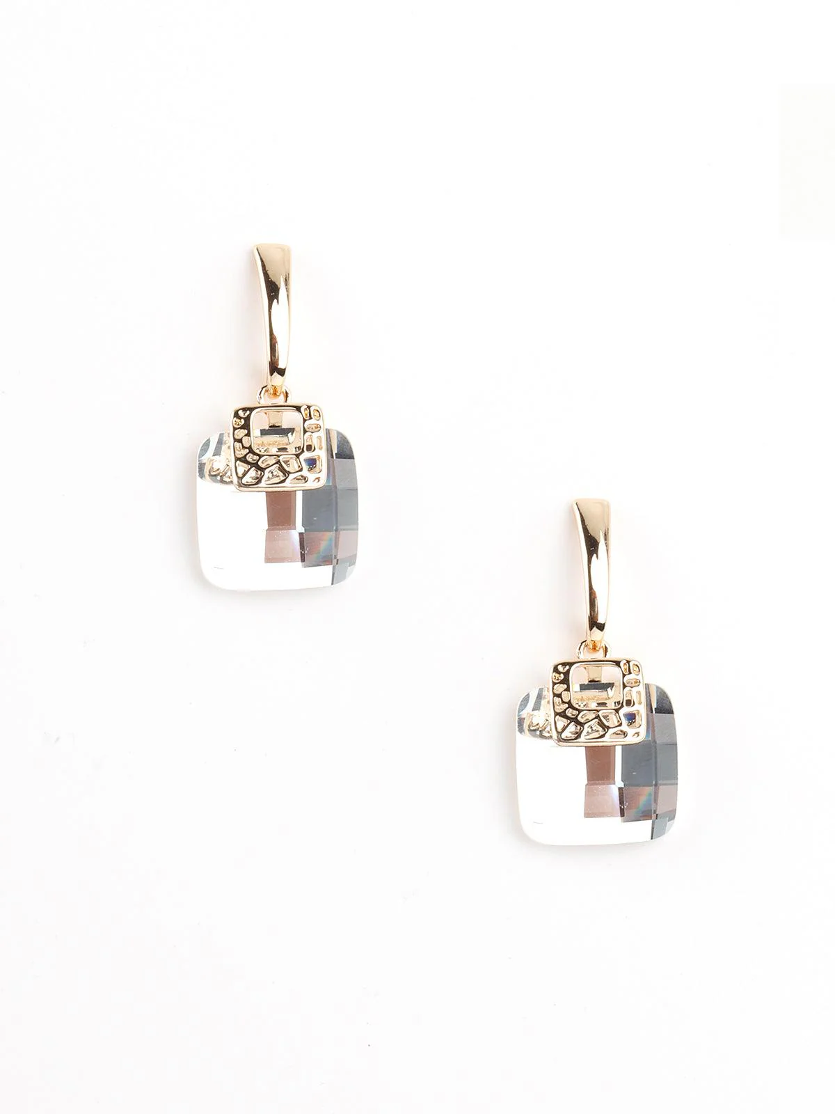Odette Women Cute Square White Crystal Earrings - Image 5