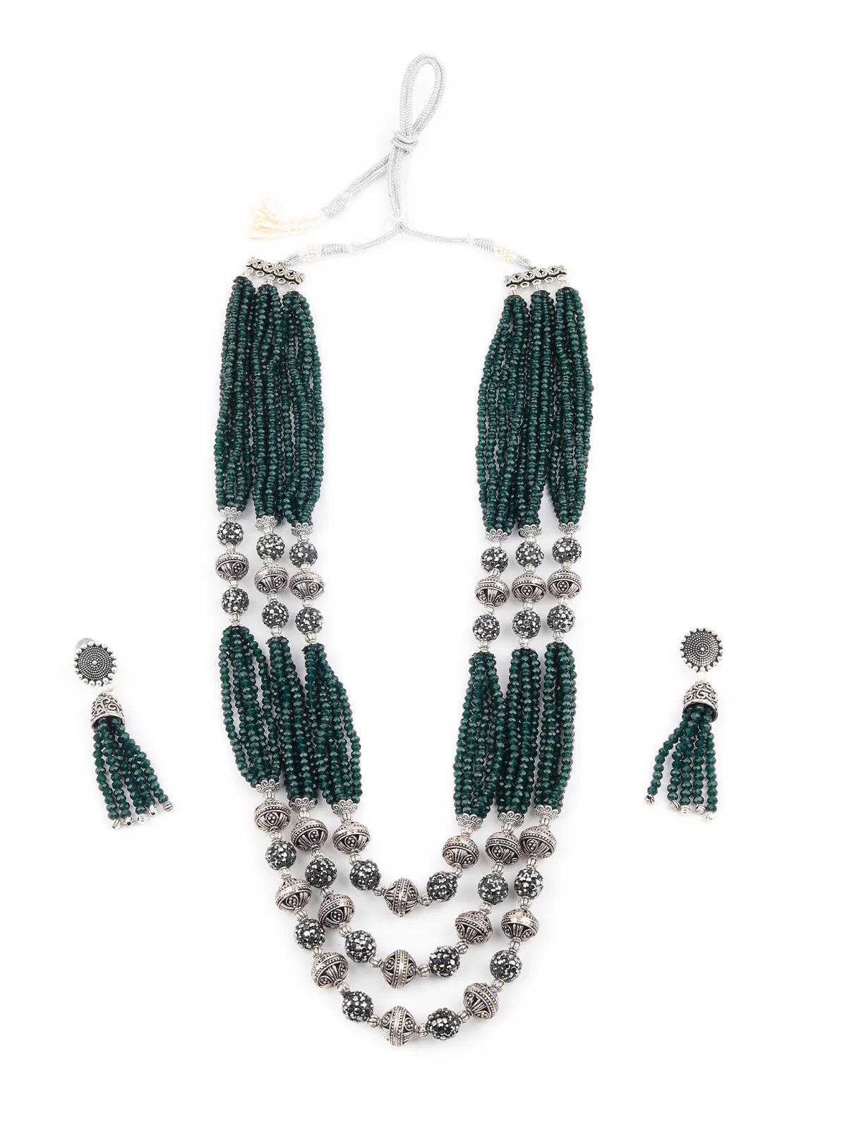 Odette Black Alloy Jewellery Set For Women - Image 2
