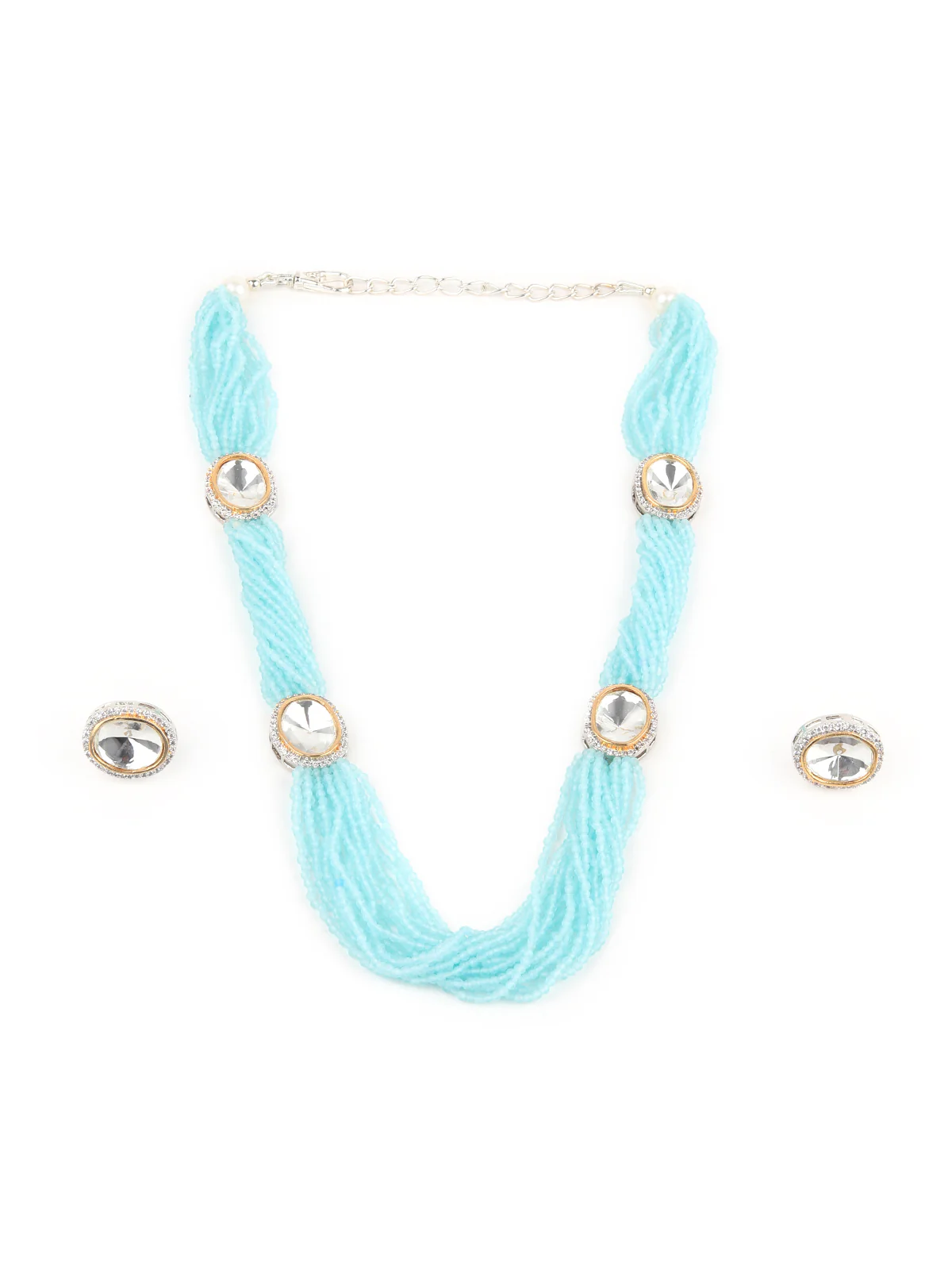 Odette Blue And White Alloy Jewellery Set For Women - Image 2