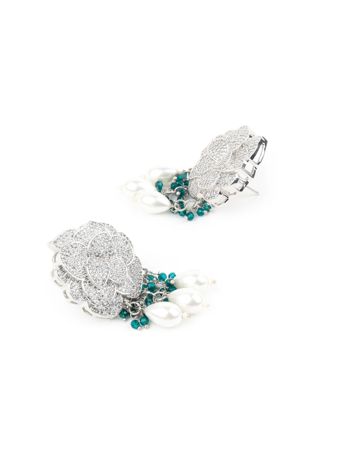 Odette Green And White Alloy Jewellery Set For Women - Image 4