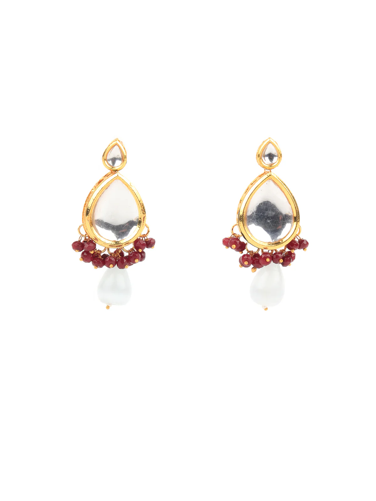 Odette Maroon And White Alloy Jewellery Set For Women - Image 4