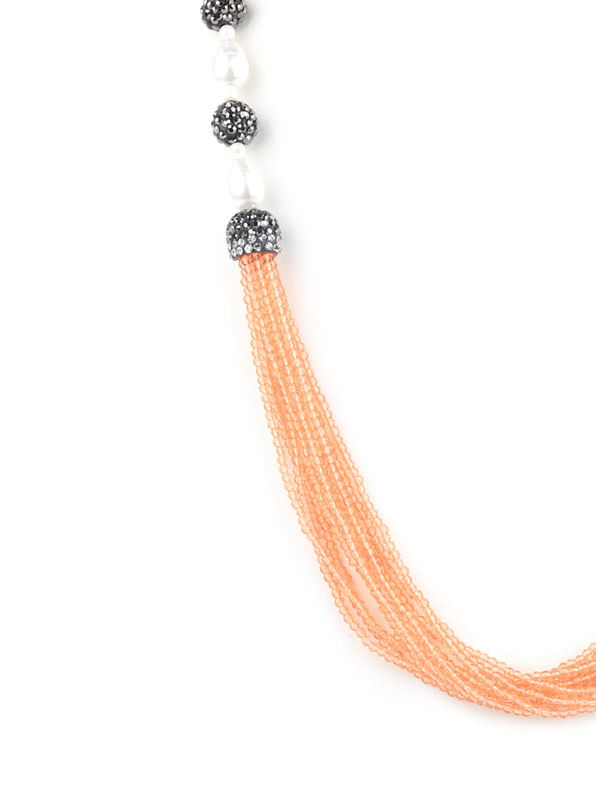 Odette Peach And White Alloy Jewellery Set For Women - Image 3