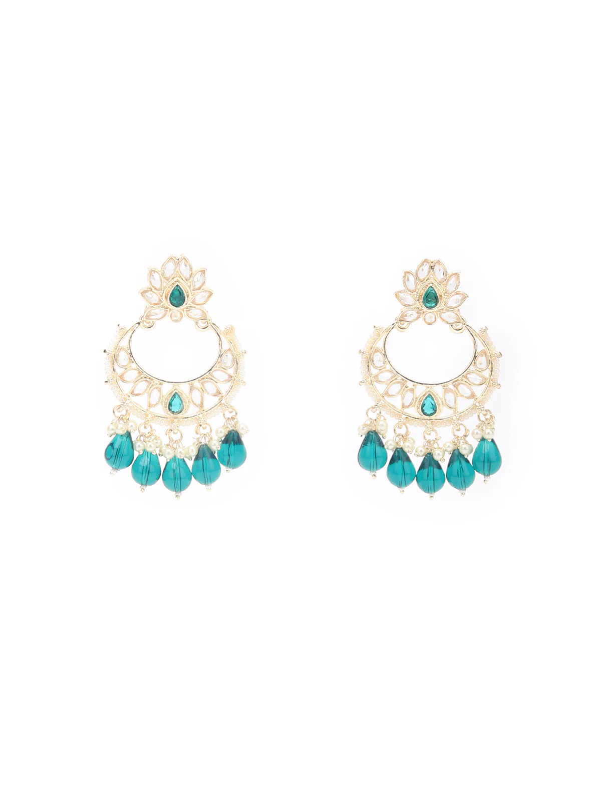 Odette Teal And Silver Layered Alloy Jewellery Set For Women - Image 6
