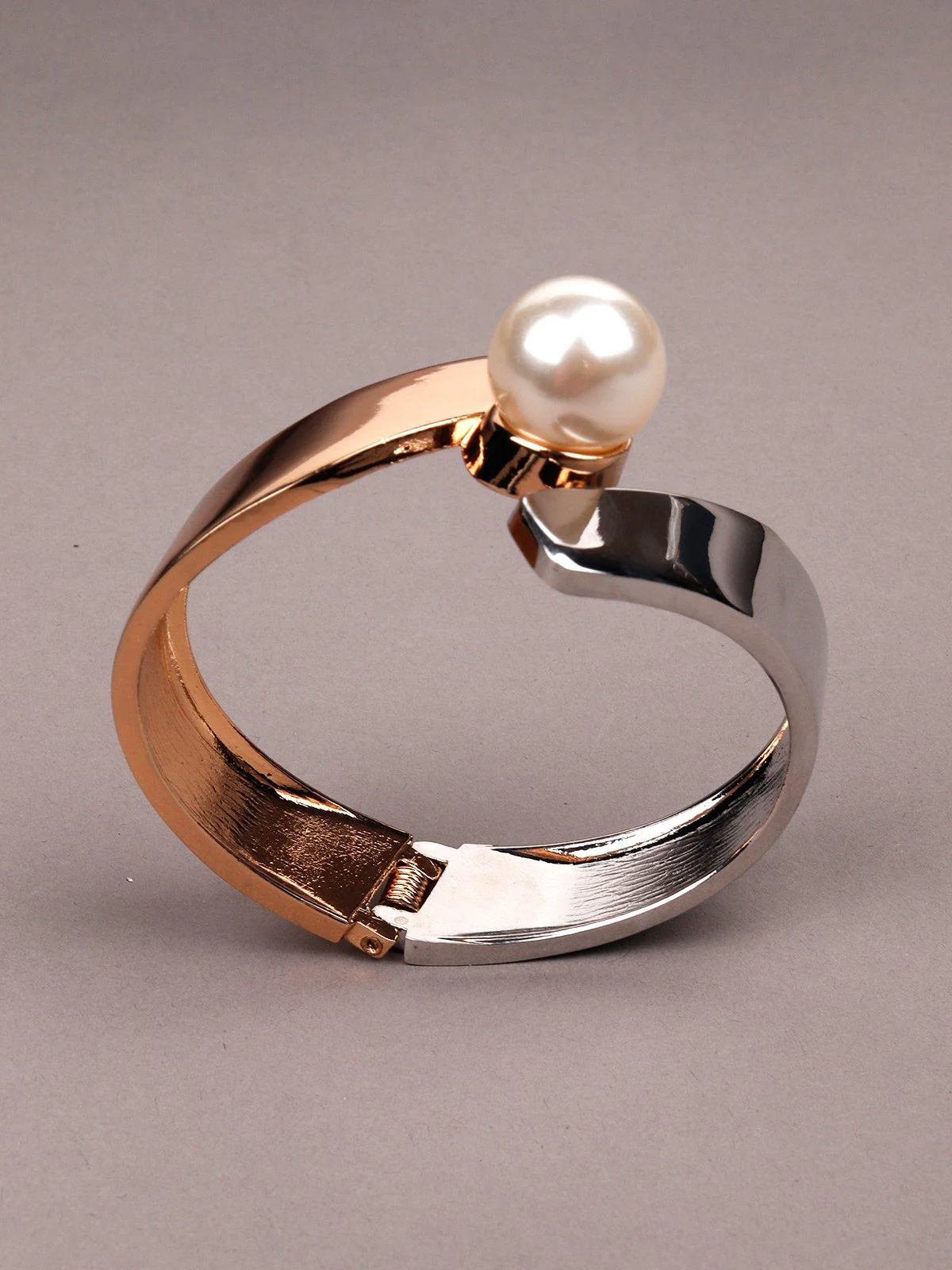 Odette Women Gold And Metallic Grey Metal Bracelet - Image 4