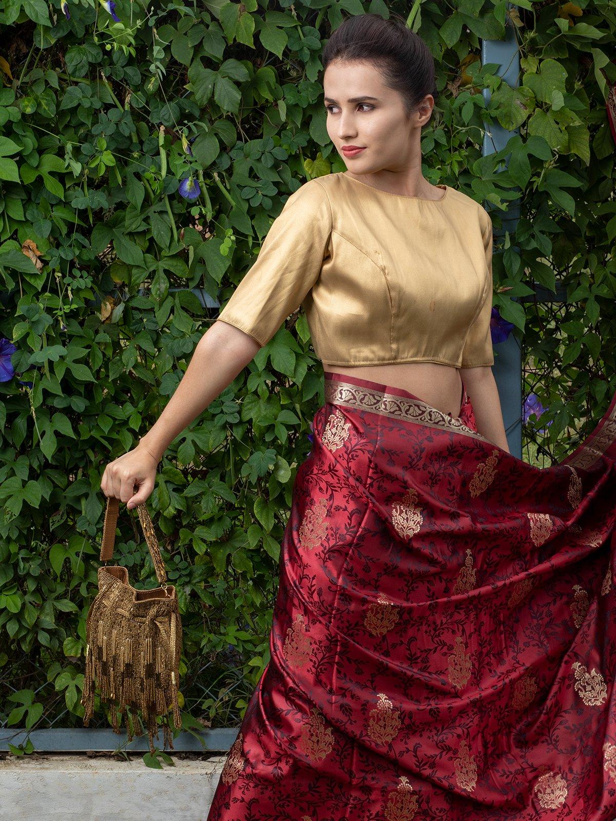 Odette Women Brown Fabric Potli Bag - Image 2