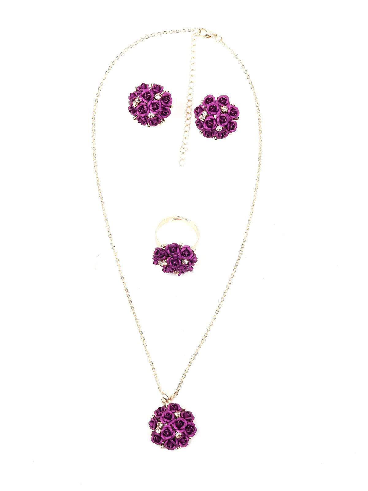 Odette Women Purple Metal Necklace Set - Image 3