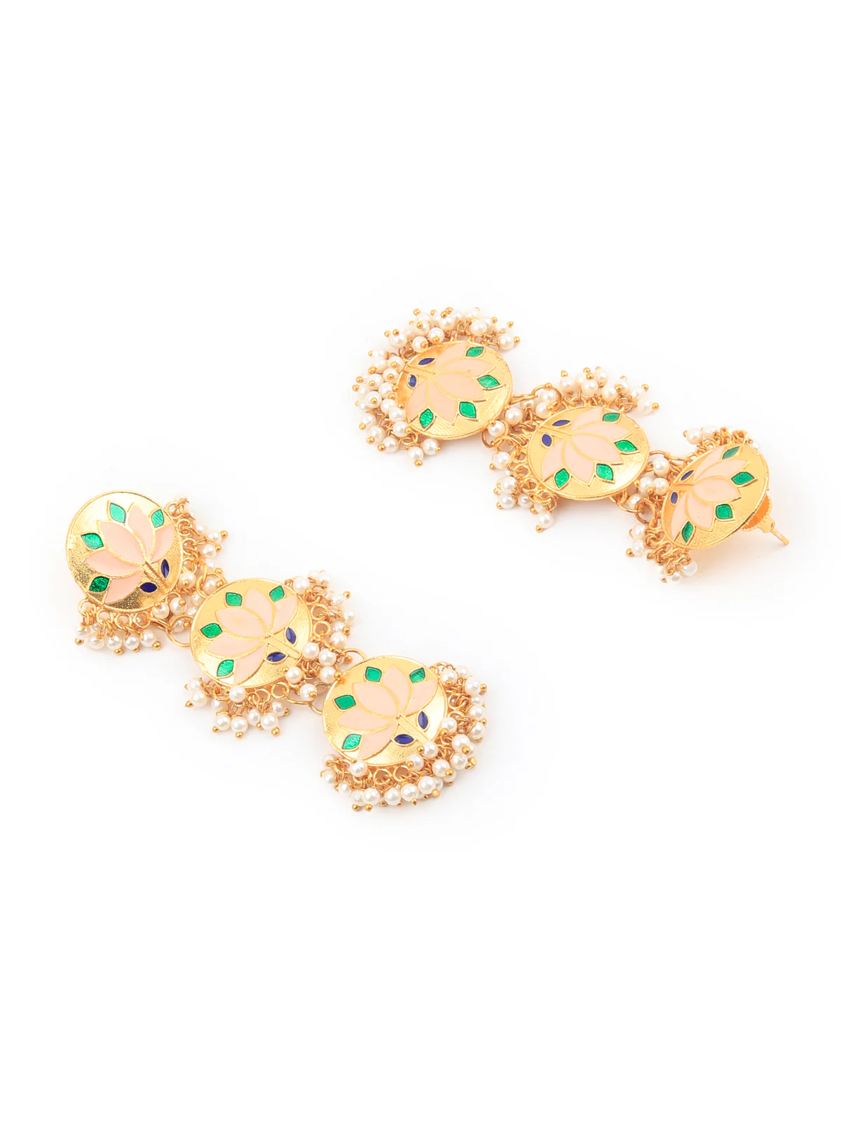 Odette Women Delicate Gold Meenakari Earring - Image 2