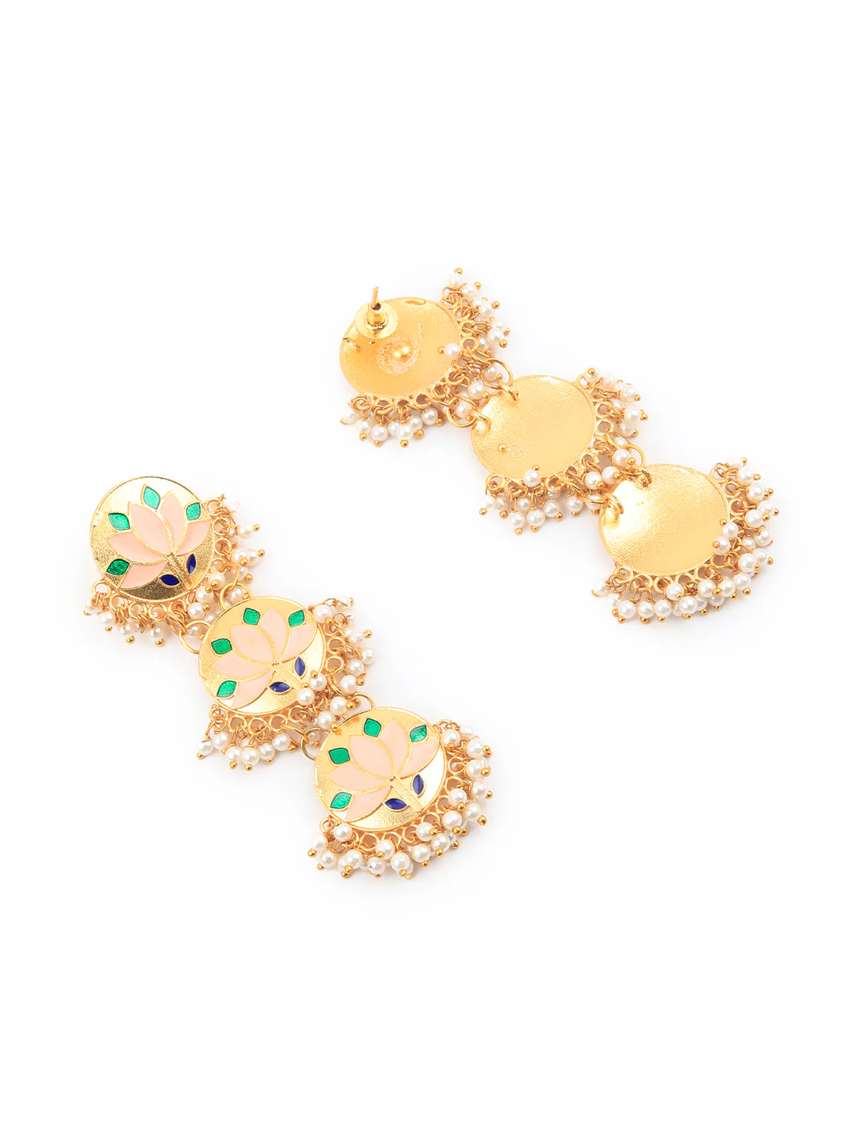Odette Women Delicate Gold Meenakari Earring - Image 3