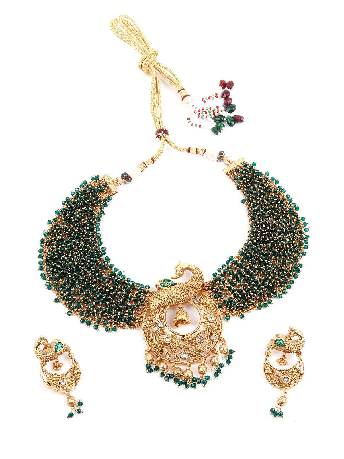 Odette Women Green Pearls Necklace Set - Image 3