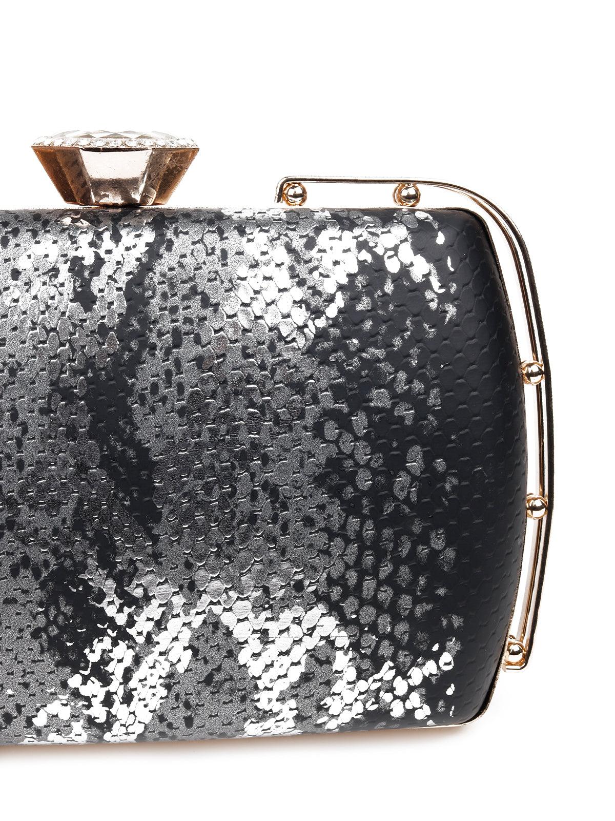 Odette Women Black Metal Sling Bag - Image 6