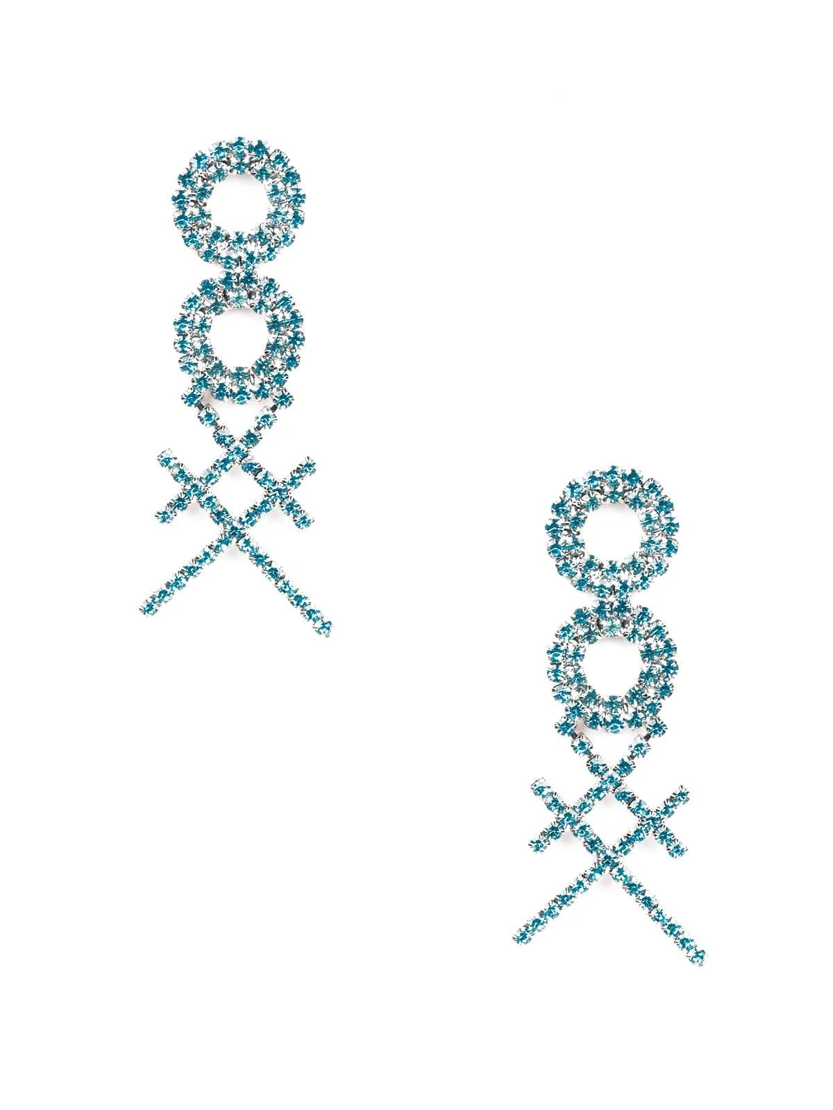 Odette Women Blue Metal Cross Earrings - Image 3