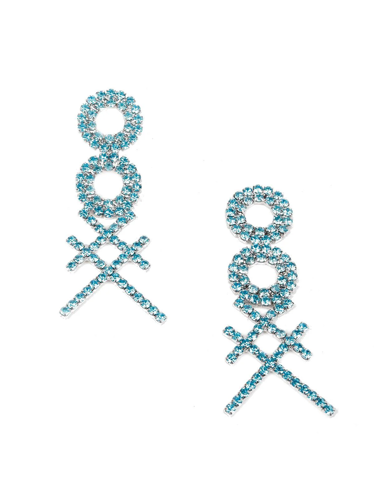 Odette Women Blue Metal Cross Earrings - Image 4
