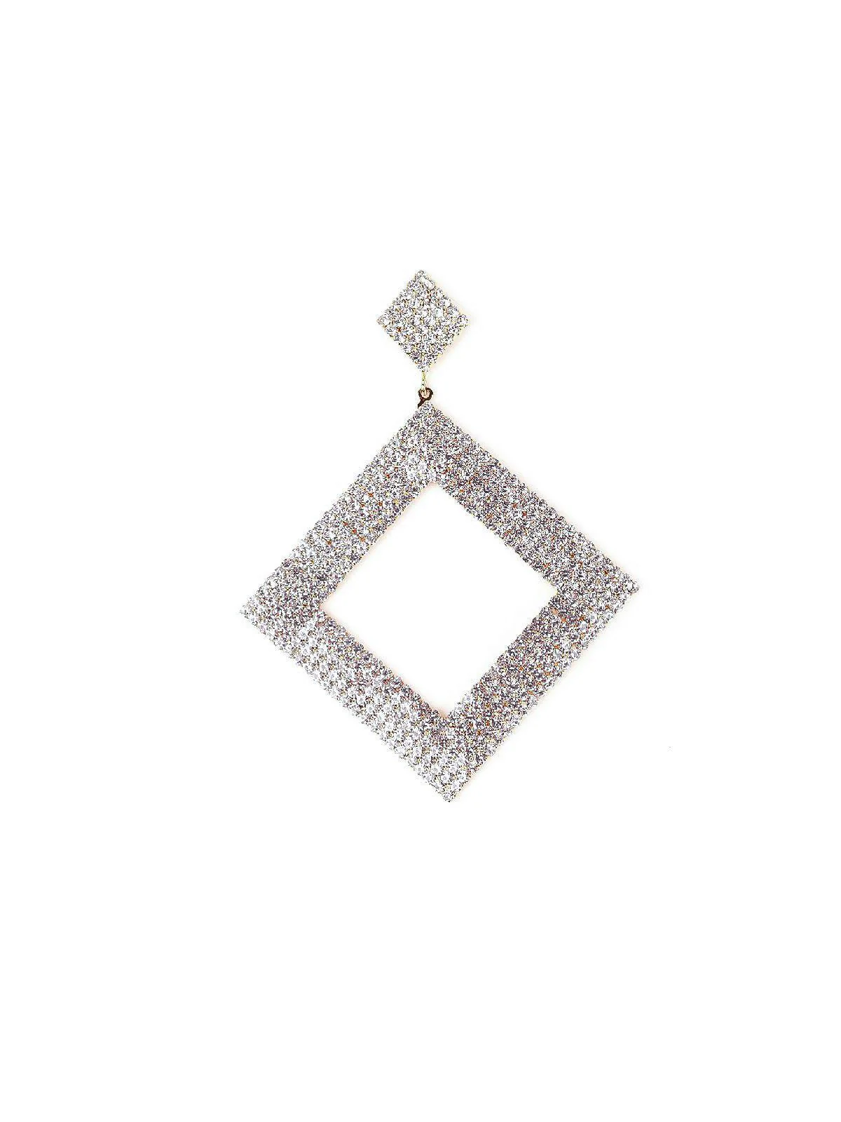 Odette Women Designer Diamond-Shaped Crystal-Studded Earrings - Image 4