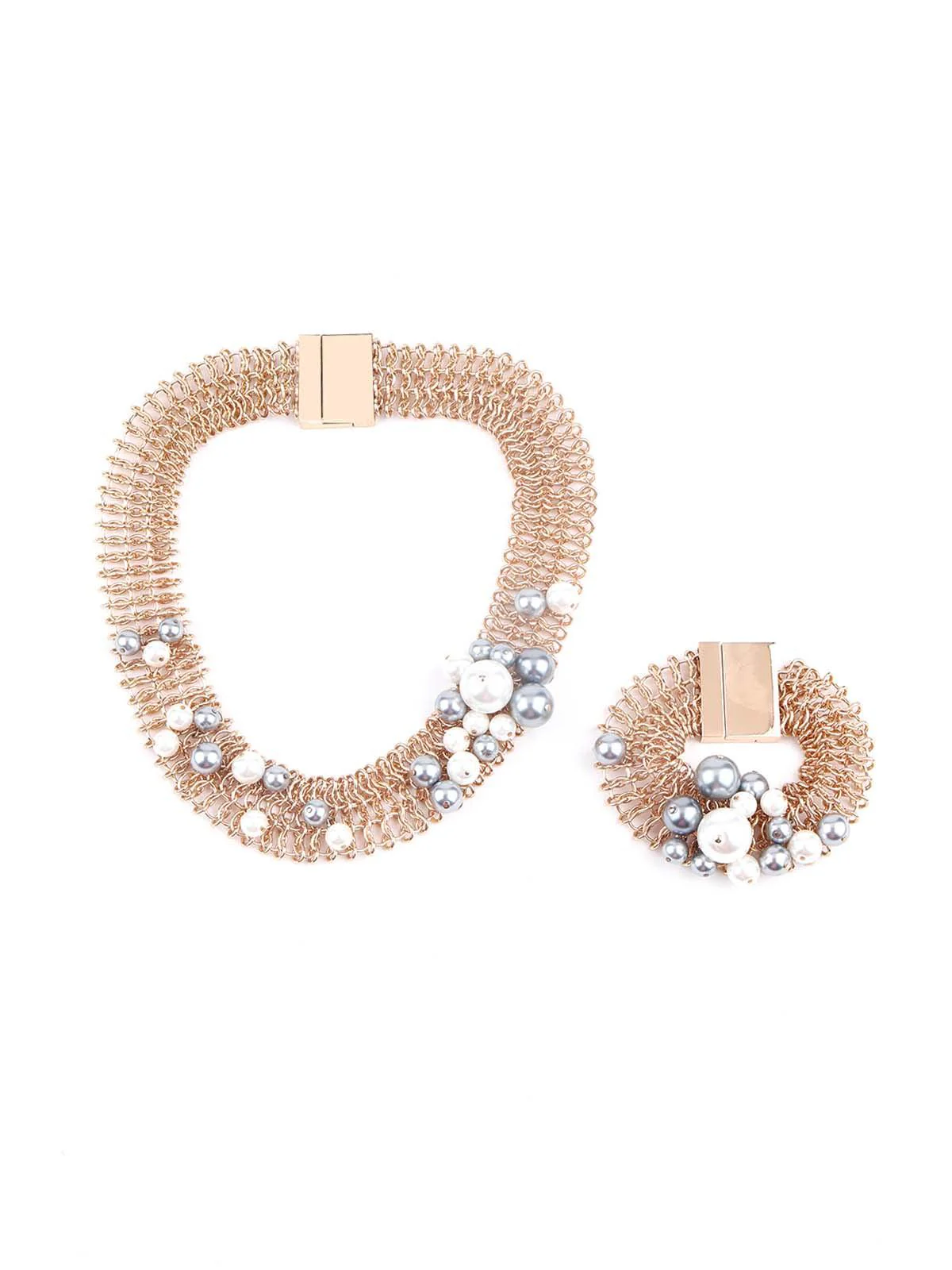 Odette Women Designer Gold Embellished Necklace Set - Image 3