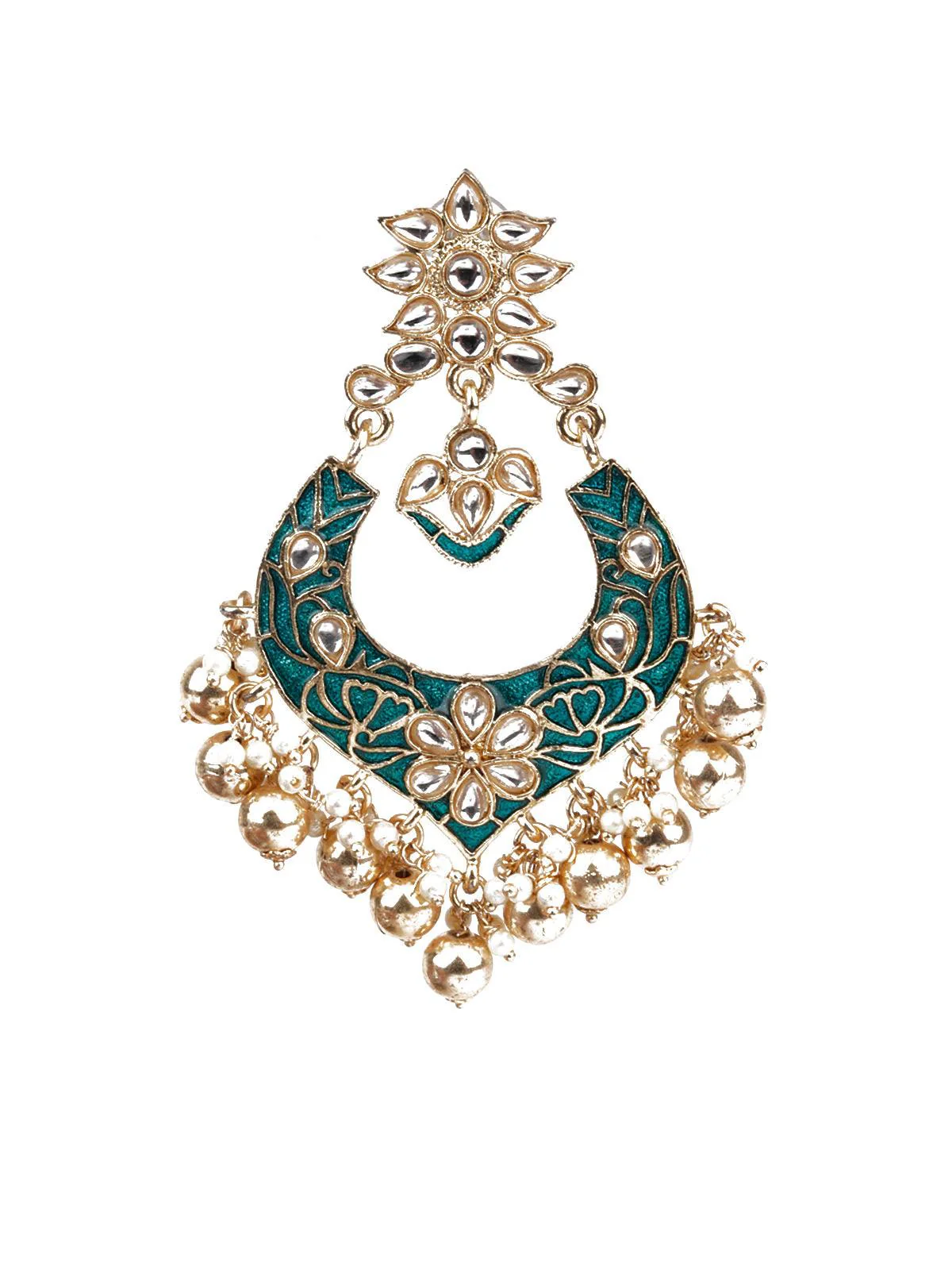Odette Women Designer Green Dangler Earrings - Image 2
