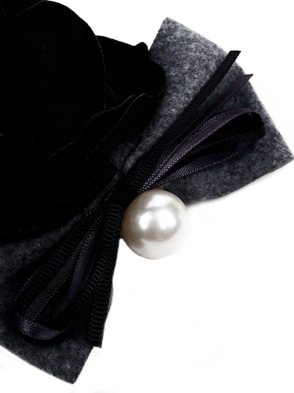 Odette Women Black Fabric Brooch - Image 4