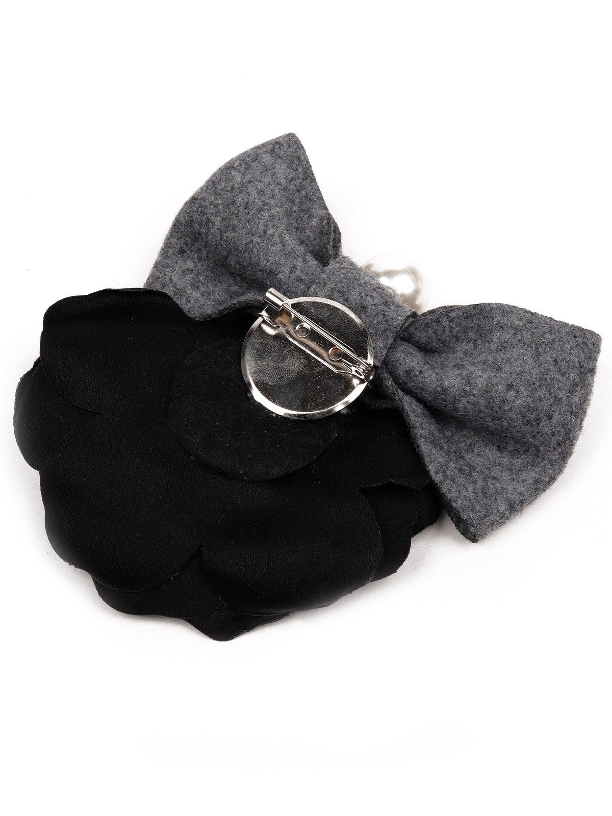 Odette Women Black Fabric Brooch - Image 5