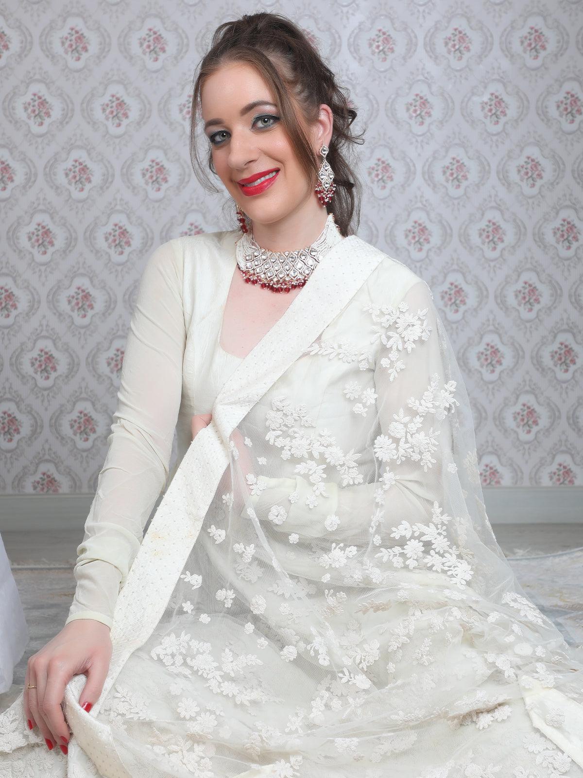 Odette Women Designer Kundan And Austrian Diamond Necklace Set - Image 2