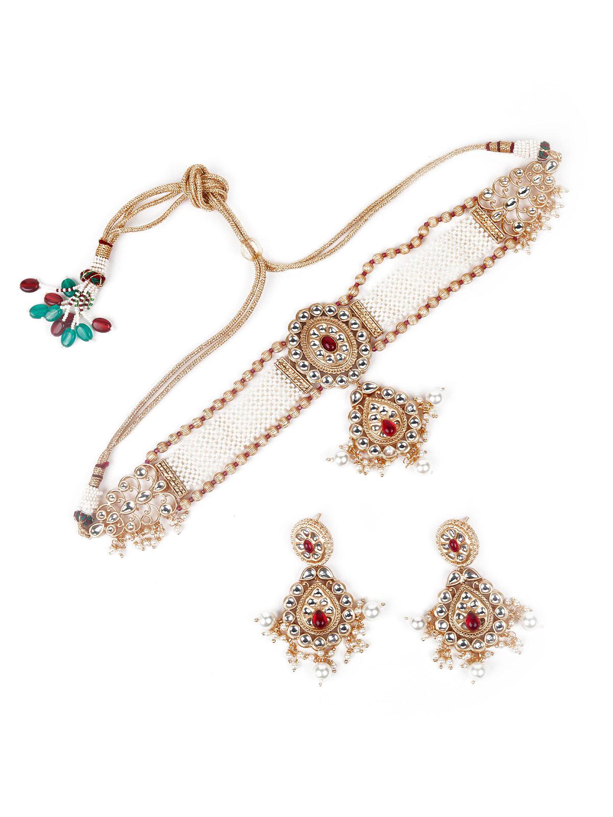 Odette Women Gold Pearl Choker Set - Image 3