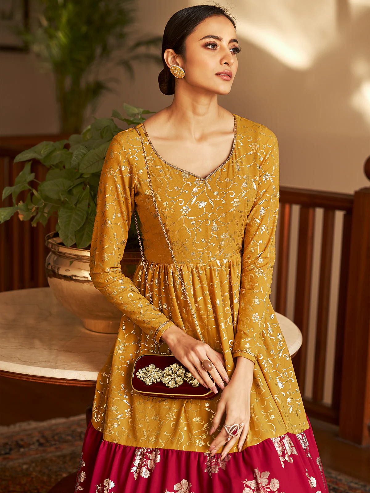 Odette Women Designer Multicolor Georgette Semi Stitched Gown - Image 2
