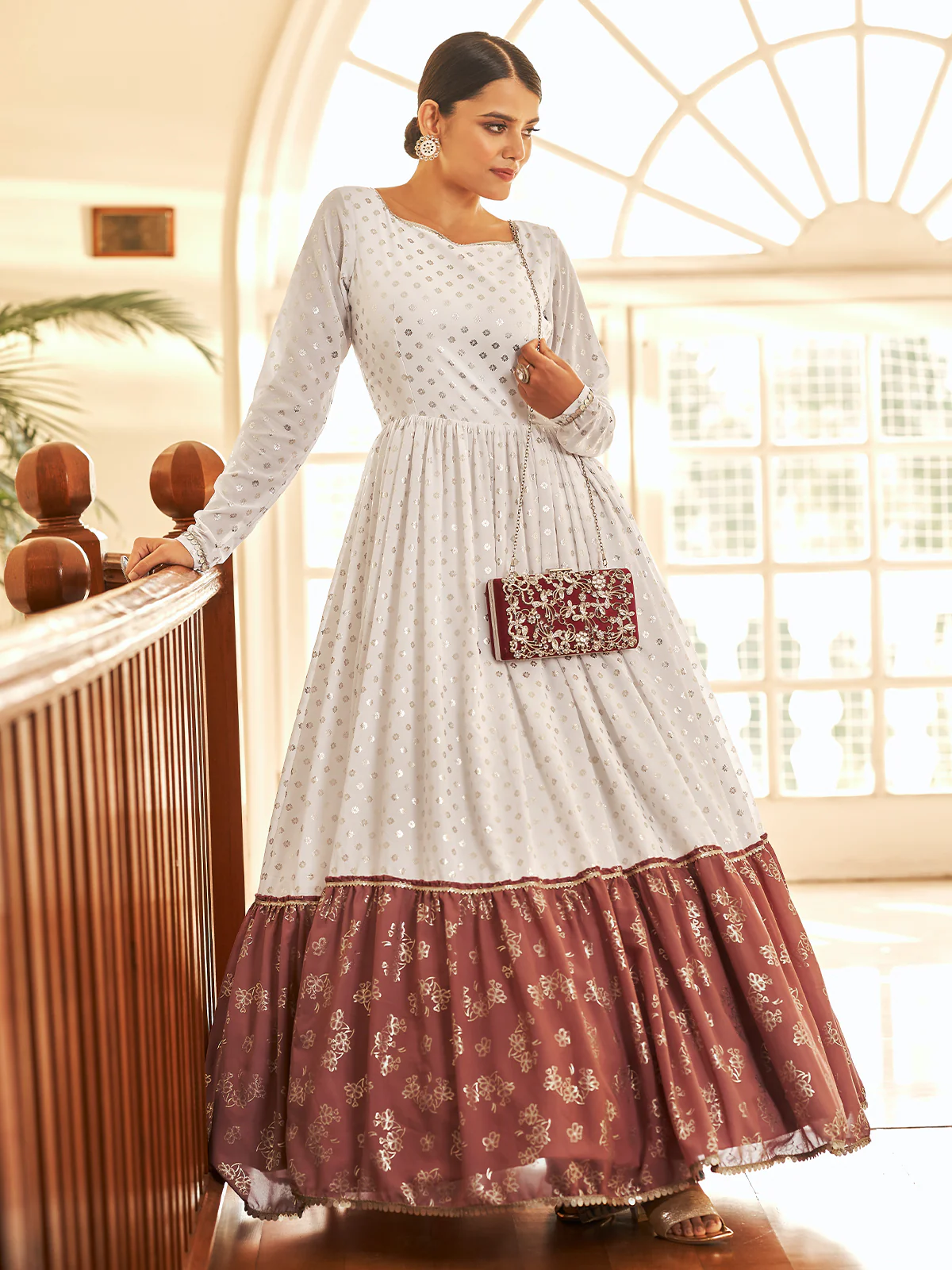 Odette Women Designer Multicolor Georgette Semi Stitched Gown - Image 3