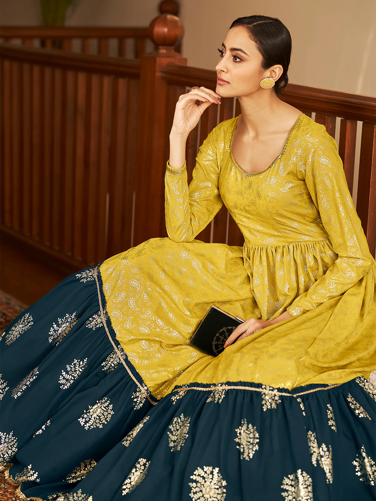 Odette Women Designer Yellow Georgette Semi Stitched Gown - Image 2