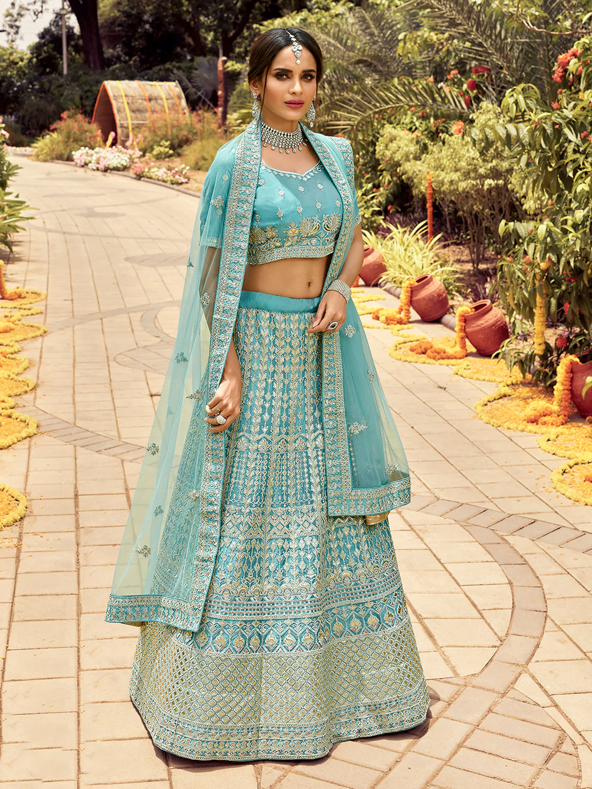 Odette Women Designer Organza Soft Net Semi Stitched Lehenga Choli - Image 2