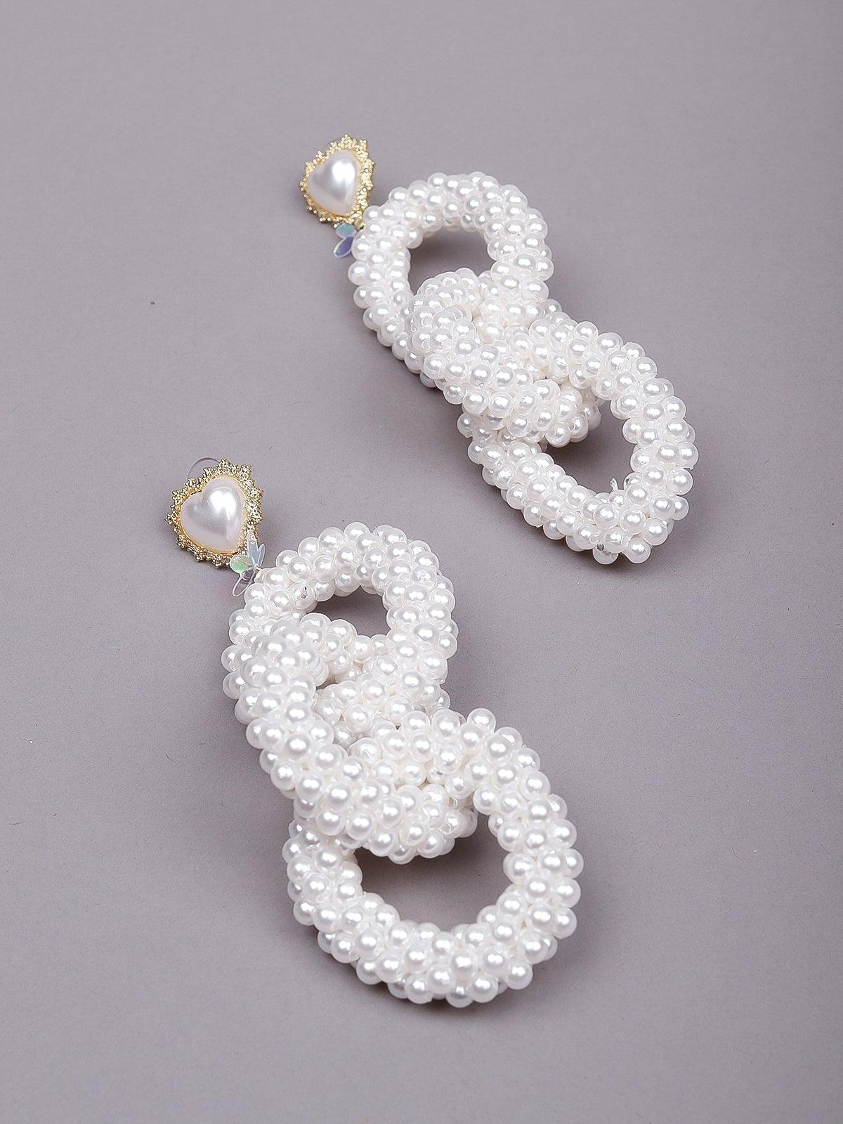Odette Women White Metal Earrings - Image 5