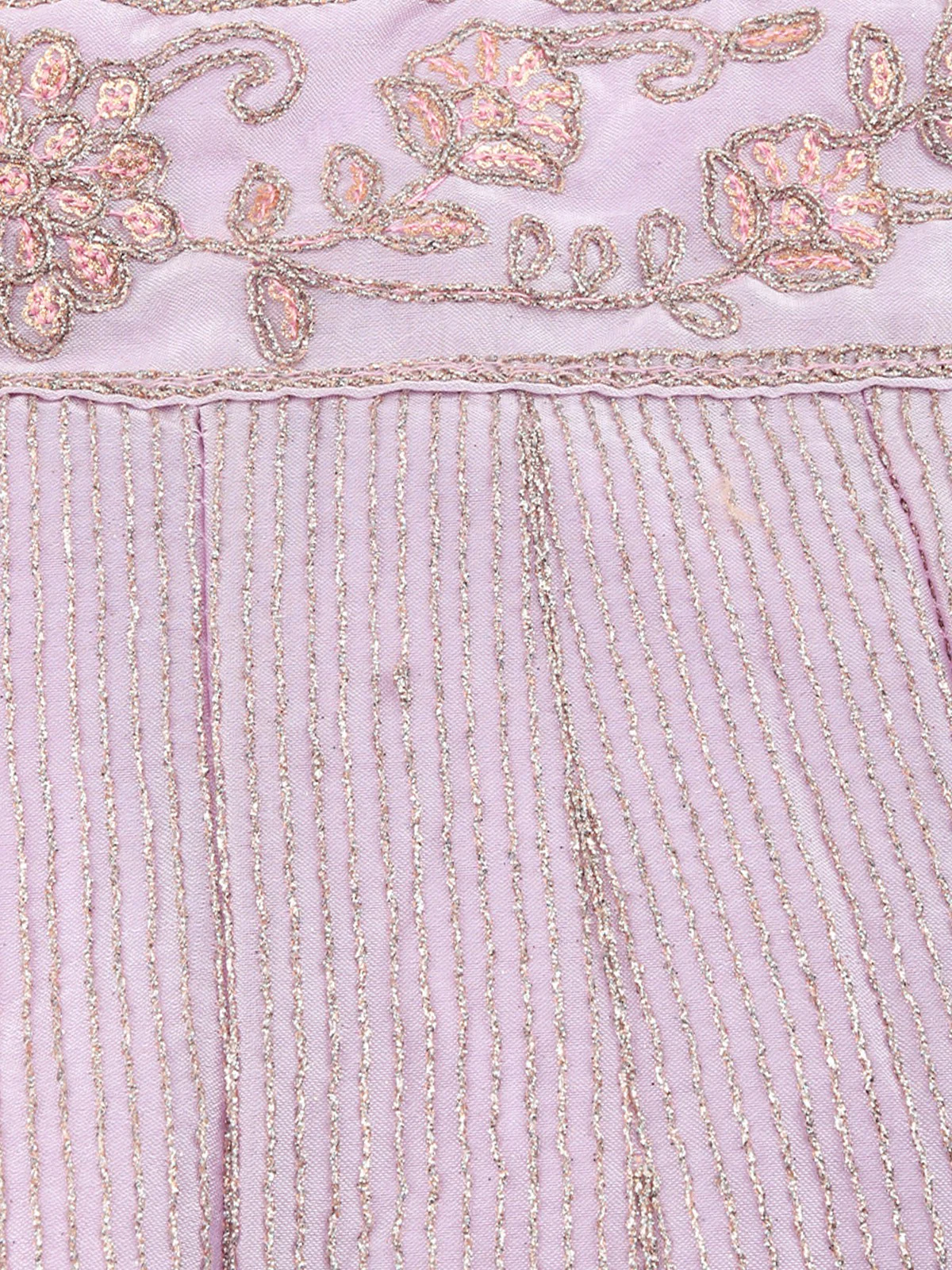 Odette Women Designer Lilac Silk Blend Semi Stitched Lehenga With Unstitched Blouse - Image 5