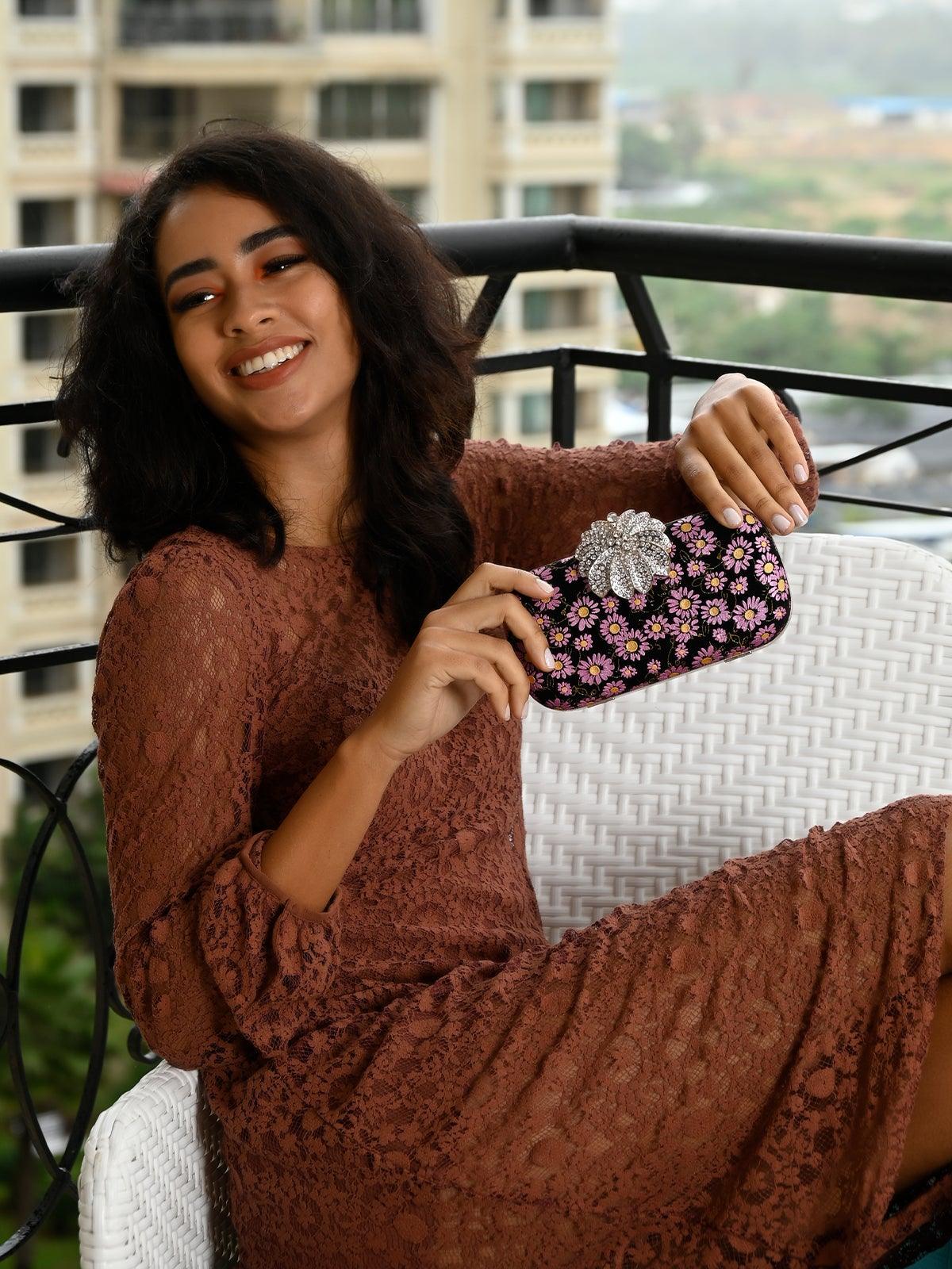Odette Women Purple Metal Bag - Image 2