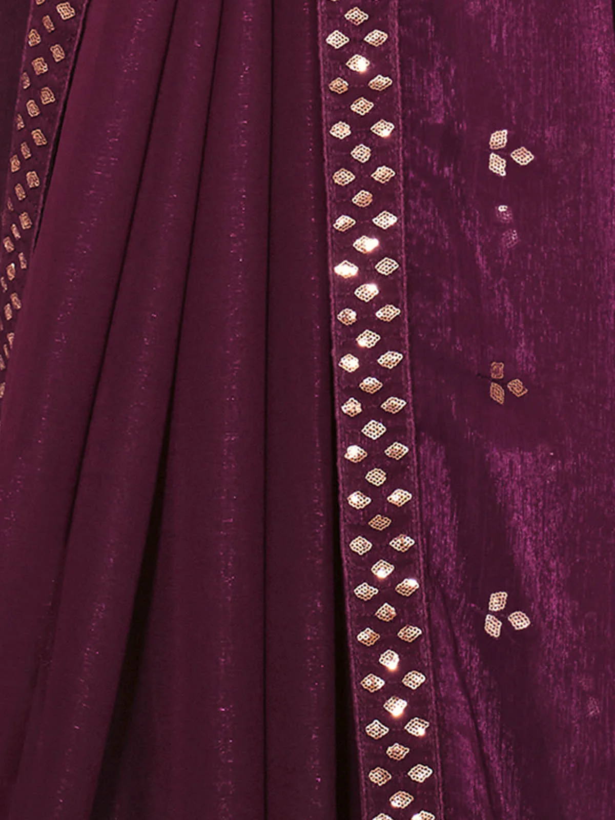 Odette Women Designer Purple Saree With Unstitched Blouse - Image 3