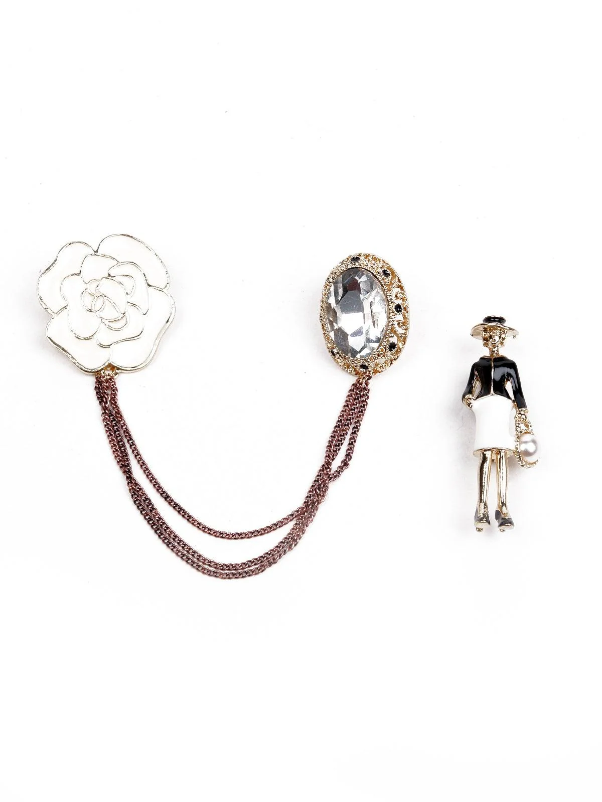 Odette Women Gold Metal 2 Piece Brooch - Image 3
