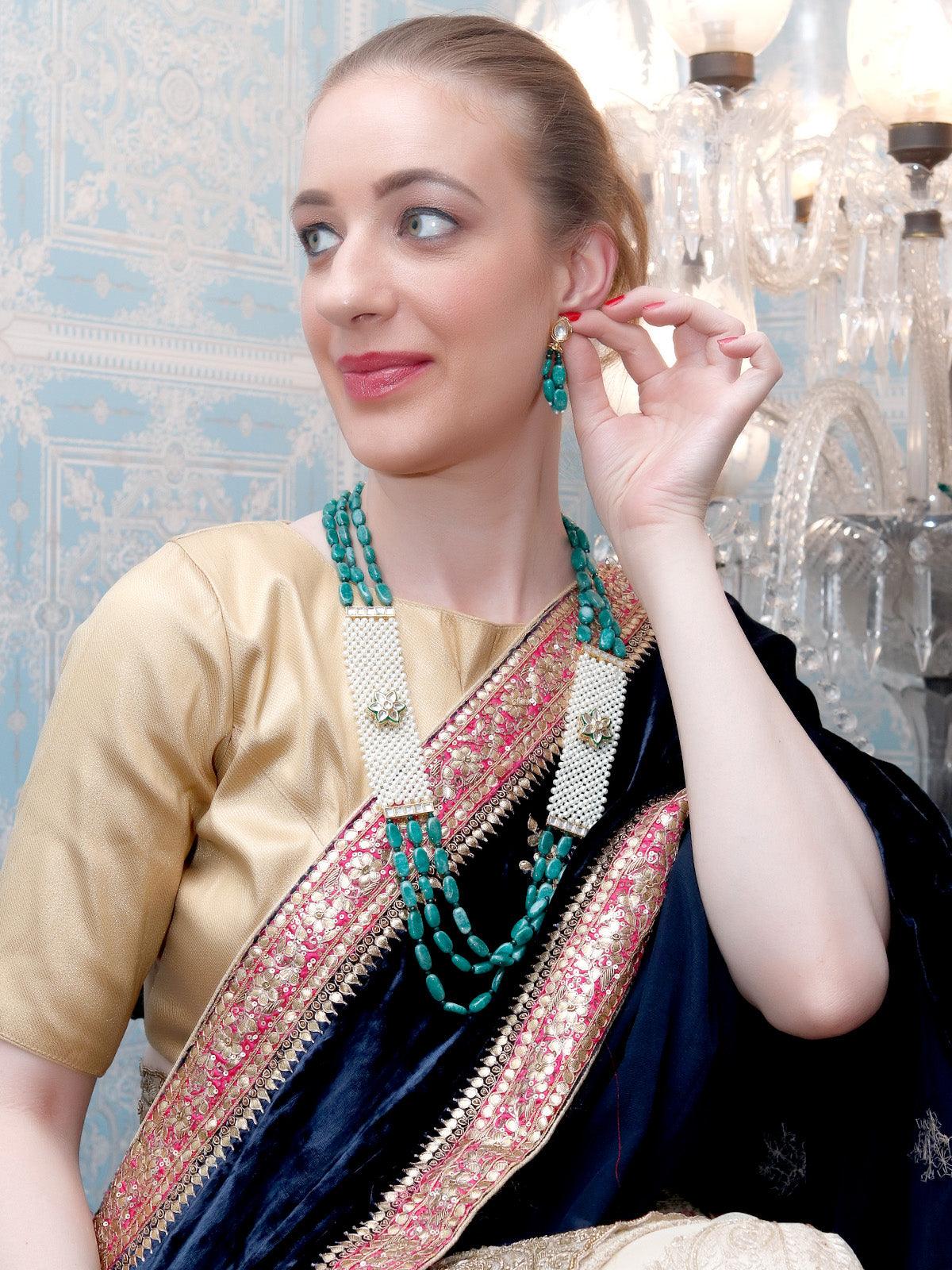 Odette Women Designer Stones And Kundan Necklace Set - Image 2