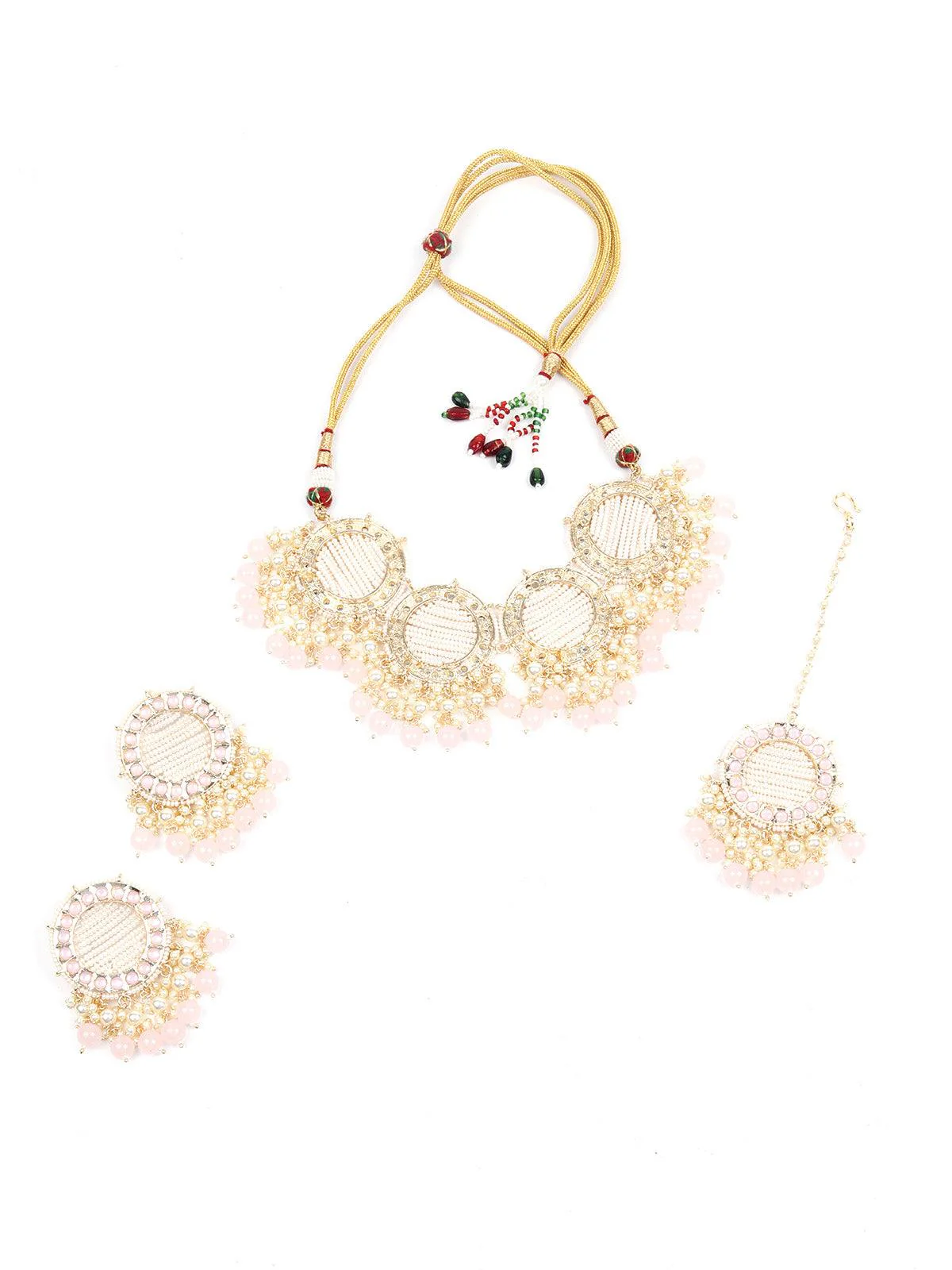 Odette Designer White And Gold Traditional Choker Set For Women - Image 3