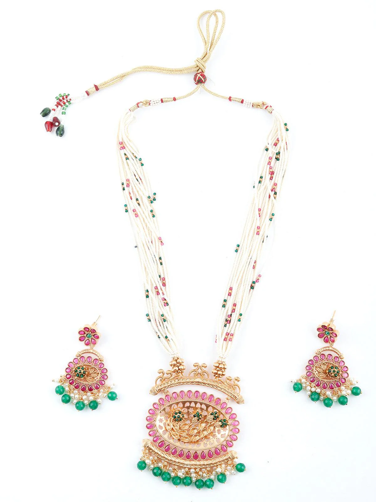Odette Women Desirable Taffy Pink Leafy Necklace Set - Image 3