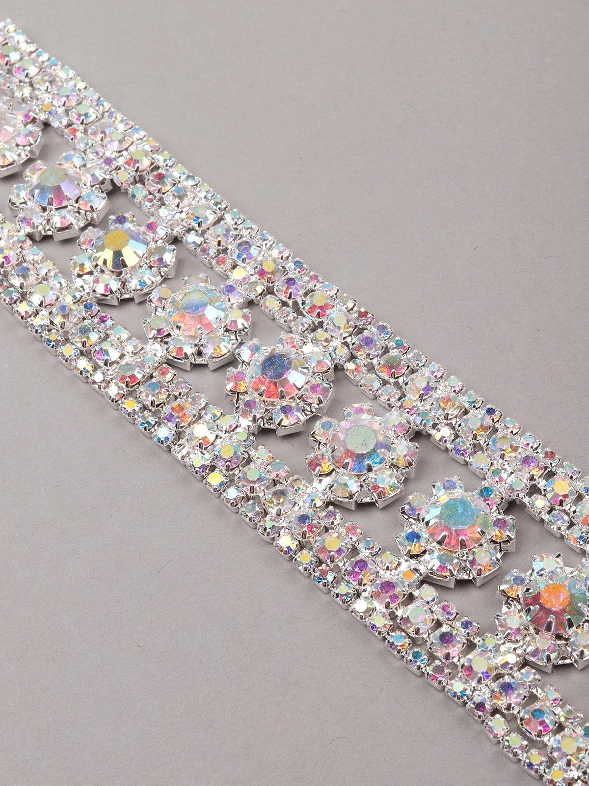 Odette Women Diamante Chrome Effect Gorgeous Statement Bracelet - Image 5
