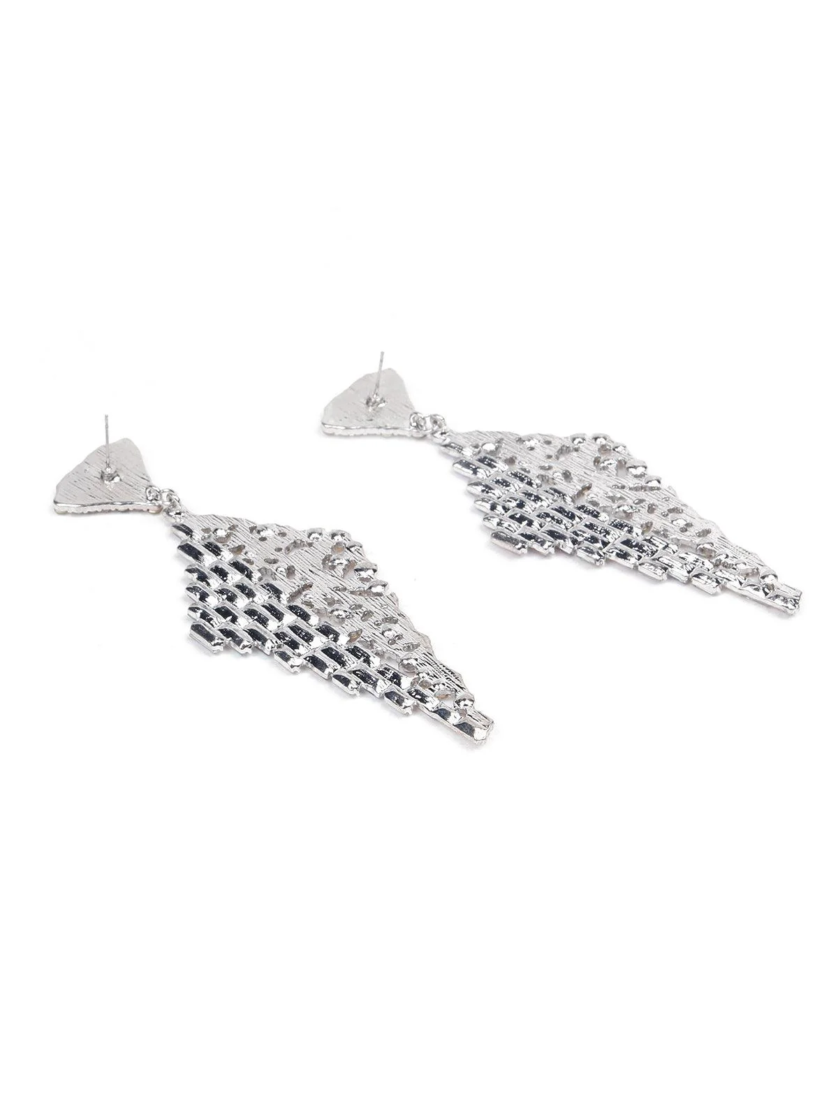Odette Women Silver Diamond Metal Earrings - Image 6