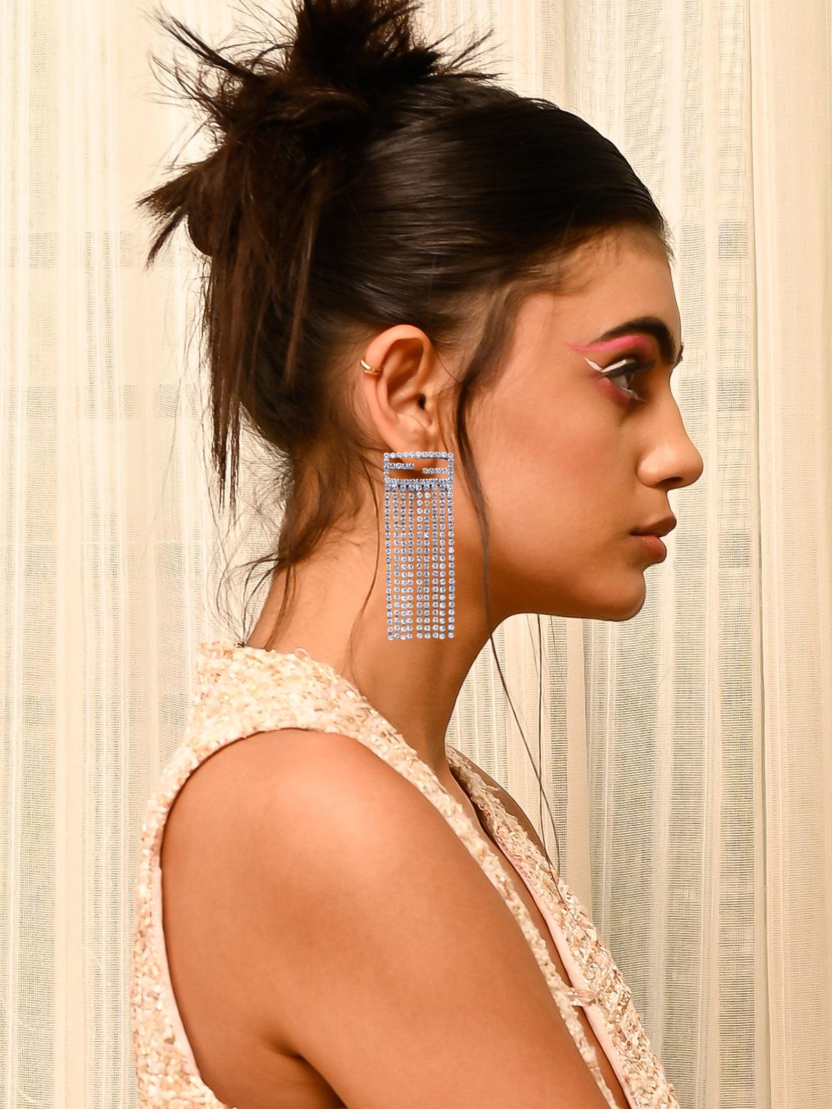 Odette Women Silver Metal Drop Earrings - Image 2