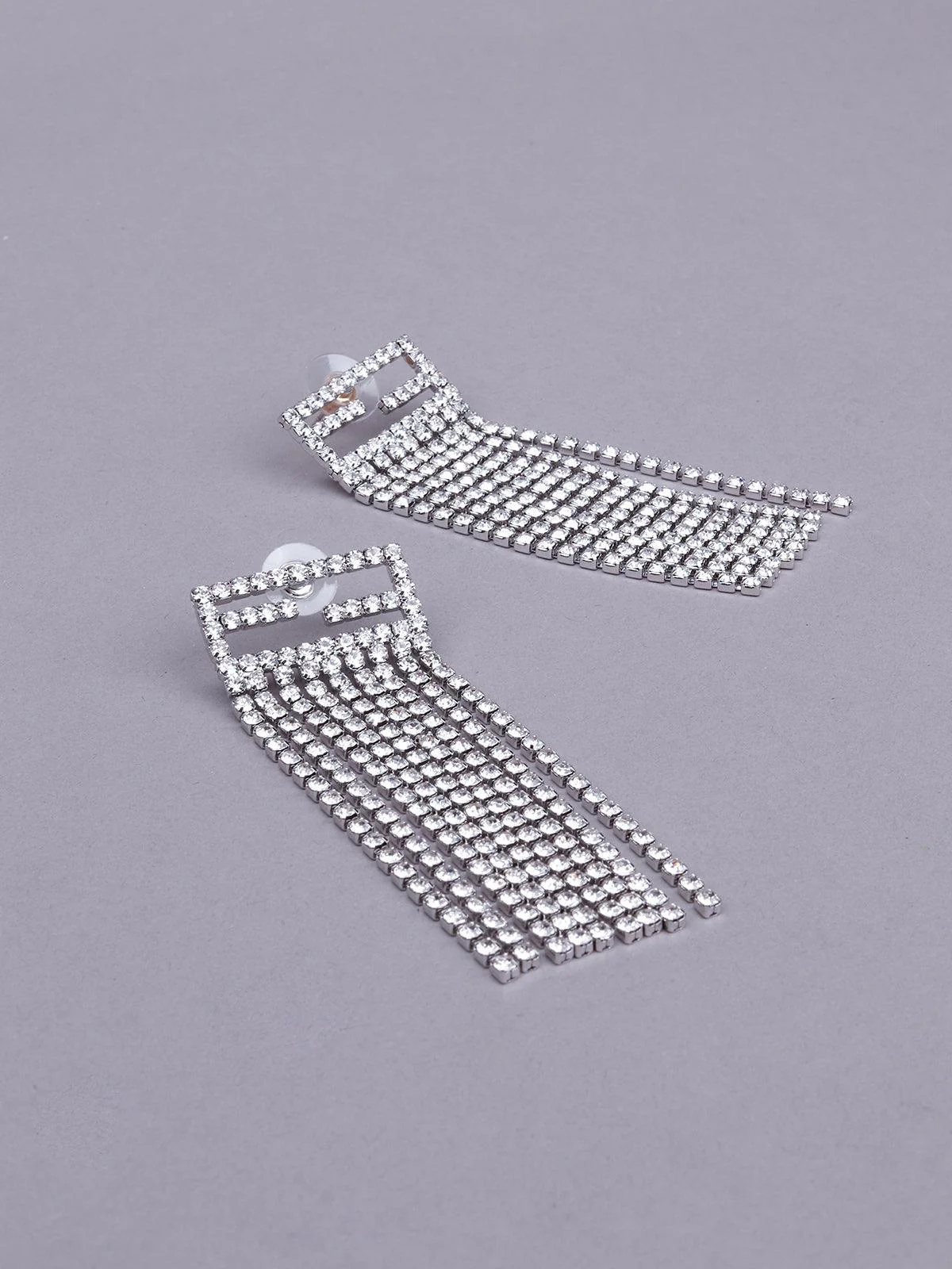 Odette Women Silver Metal Drop Earrings - Image 4