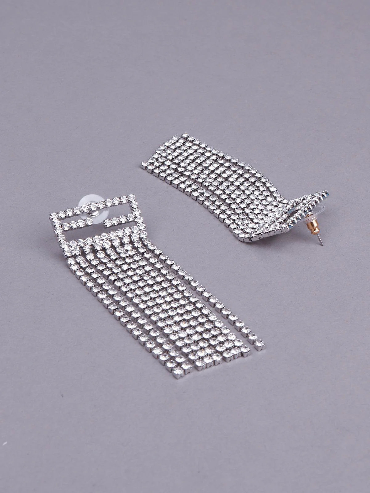 Odette Women Silver Metal Drop Earrings - Image 5