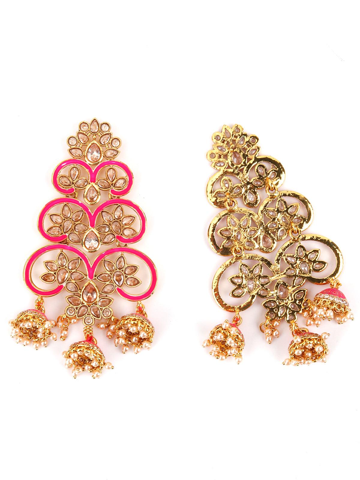 Odette Women Divine Pink Dangle-Jhumka Earrings! - Image 5