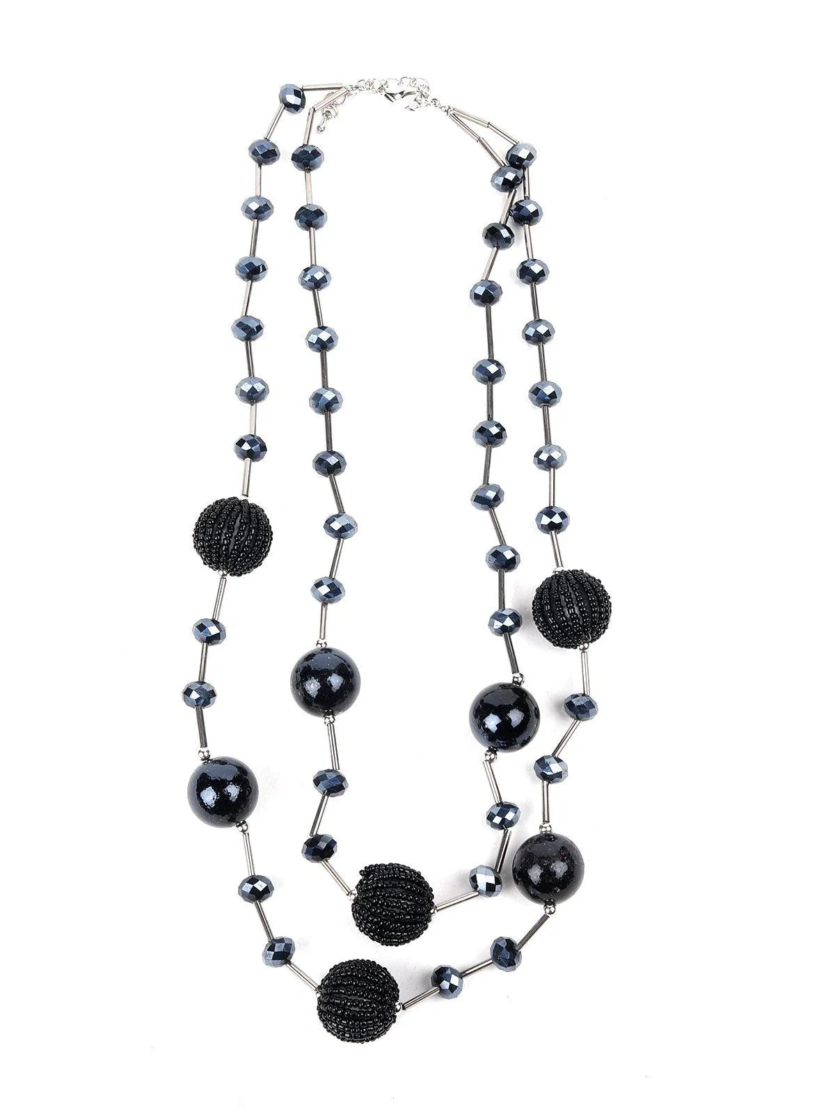 Odette Women Navy Bkue Beads Necklace - Image 3