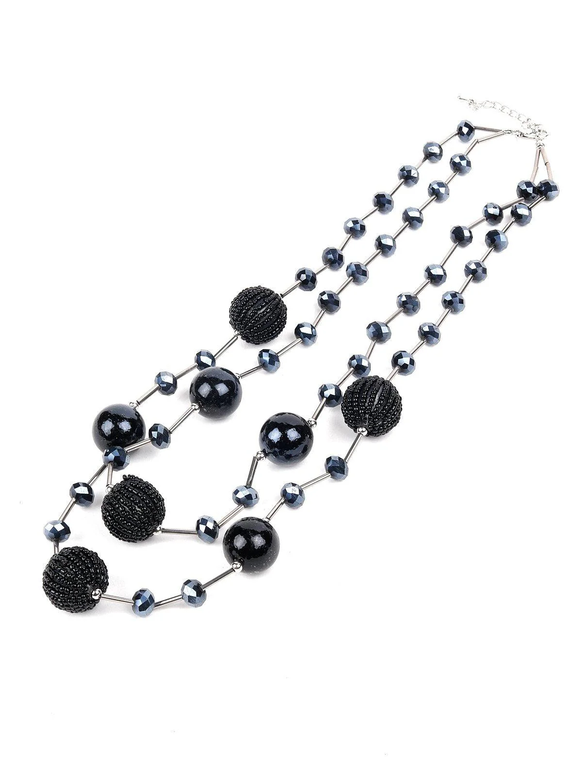 Odette Women Navy Bkue Beads Necklace - Image 4